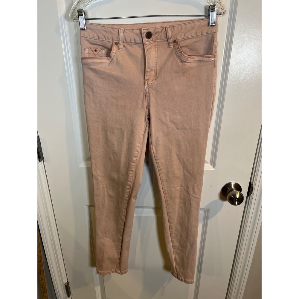 Soft Surroundings Womens Skinny Pants Lace Up Hem Pink Size 4